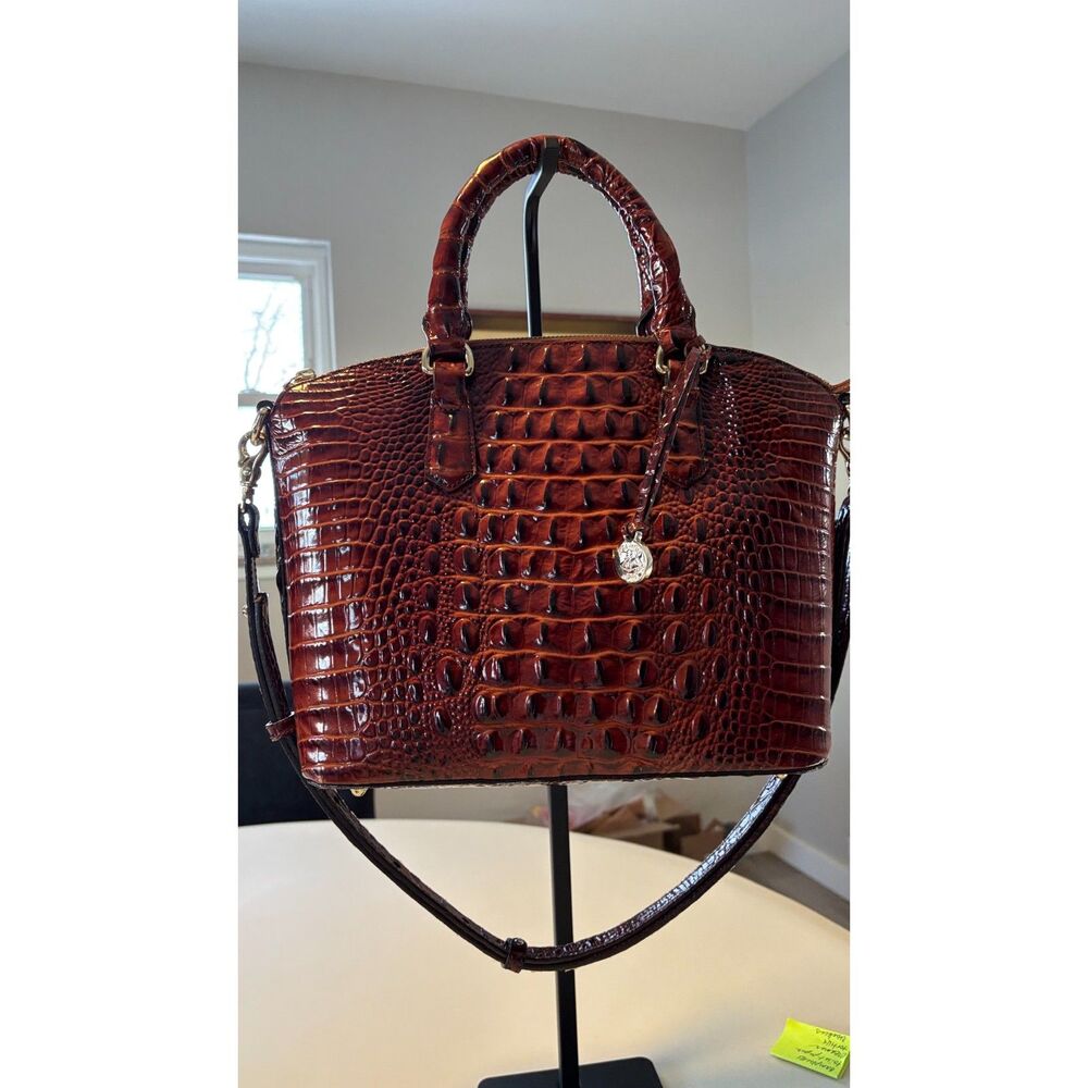 Brahmin Duxbury Croc-Embossed Satchel in Pecan Melbourne Color - Picture 2 of 6